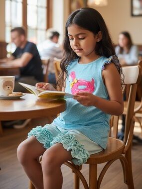 Colorful Ruffled Pink Flamingo Floatie and Bloomers Outfit- Size 7